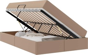 vidaXL Ágy tárolóval és matraccal matracmal 2 pcs Cappuccino Bőr
