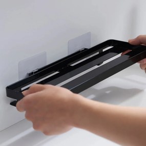 Matt fekete öntapadós acél fürdőszobai polc Film Hook – YAMAZAKI