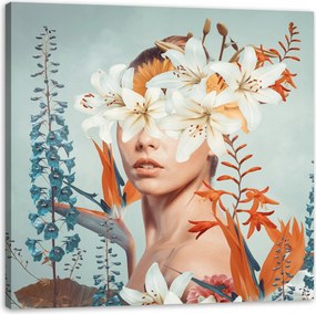 Vászonkép Lány Szépség Virágok Természet 50X50 cm