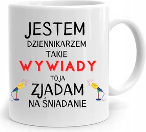 Riporter Újságíró Bögre Reggelire, fényképes nyomattal