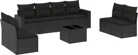 vidaXL 9 részes fekete polyrattan kerti ülőgarnitúra párnákkal