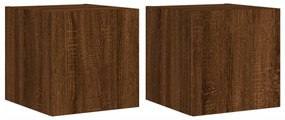 2 db barna tölgyszínű fali TV-szekrény LED-del 30,5x35x30 cm