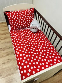 Pamut ágynemű Dots piros TiaHome - Detský set 130x90cm + 65x45cm