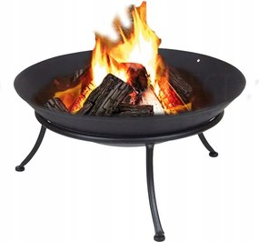 Öntöttvas Tűztér Fekete 60CM-ES Grillsütő Kerti Tűzrakóhelyhez