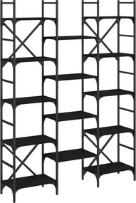 vidaXL fekete szerelt fa könyvespolc 127,5x28,5x172,5 cm