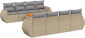 vidaXL 9 részes bézs polyrattan kerti ülőgarnitúra párnákkal
