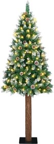 vidaXL Karcsú karácsonyfa 300 LED-del Zöld 180 cm PVC és tömör fenyőfa