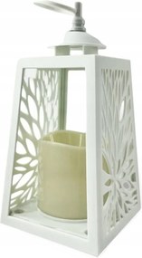 LED-es dekorációs lampion 10x10x19 cm áttört fehér mécses Cortina