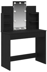LED világításos Sminktükör Fekete Tölgy 96x40x142 cm