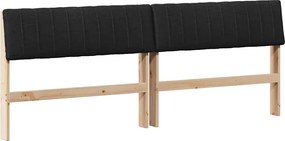 vidaXL Kárpitozott fejtámla Fekete 200 cm Tömör fenyőfa
