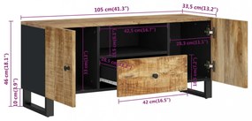 vidaXL tömör mangófa és szerelt fa TV-szekrény 105 x 33,5 x 46 cm