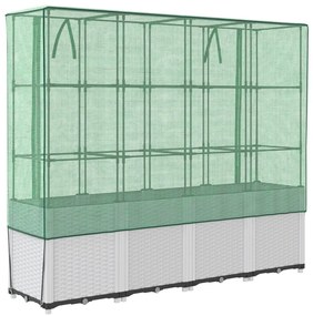 rattan megjelenésű magaságyás melegháztakaróval 160x40x153 cm