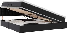 vidaXL Ágy tárolóval és matraccal matracmal Fekete 200 x 200 cm Műbőr