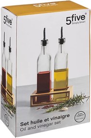Olaj- és ecettartó üveg bambusz állványon GUSTO, 2x 480 ml