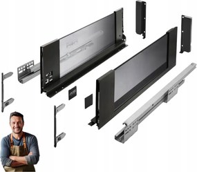 Fiók Gtv Axis Pro Glass 450 mm, magas H-168 Oldalsó üveg, Fekete