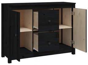 fekete tömör fenyőfa tálalószekrény 100 x 35 x 74 cm