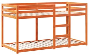 viaszbarna tömör fenyőfa ágy emelettel és tetővel 75 x 190 cm