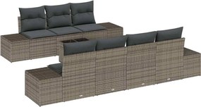 vidaXL Kerti Kanapé Szett párnával 8 pcs Szürke polirattan
