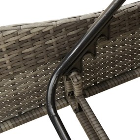 szürke polyrattan napozóágy párnával 60x205x73 cm