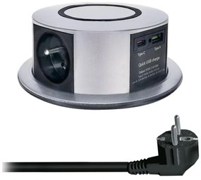 Solight Solight PP120CW-PD20 - Asztali oszlop 3x230V+1xUSB-A+1xUSB-C Qi töltéssel SL1568