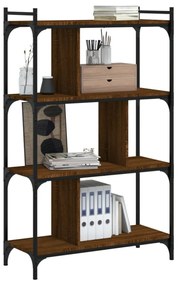 4 szintes barna tölgyszínű fa könyvespolc 76 x 32 x 123 cm