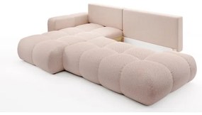Ággyá nyitható kárpitozott sarokülőgarnitúra L alakban, tárolóhellyel ALMADA balos rózsaszín