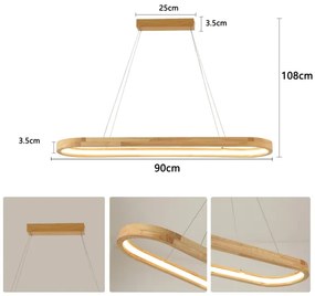 Brilagi - LED csillár kábelen UMEA WOOD LED/40W/230V 90x22 cm fa