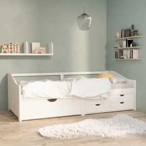 fehér 3 személyes tömör fenyőfa kanapéágy fiókokkal 90 x 200 cm