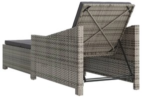 Szürke polyrattan napozóágy sötétszürke párnával