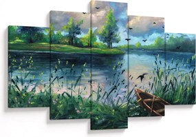 Kép - olajfestmény, Nyári este a tónál (150x105 cm)