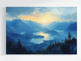 Vászonkép Canvas Tájkép Hegyek Csúcsok Fjord Tó Nap 60x40
