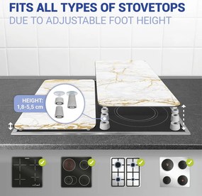 Fehér-aranyszínű edzett üveg tűzhely fedőlap szett 2 db-os 30x52 cm Marble – Wenko