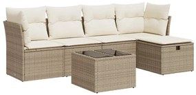 vidaXL 6 részes bézs polyrattan kerti ülőgarnitúra párnával