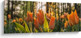 Narancssárga tulipán képe (órával) (90x30 cm)