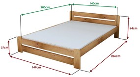 Laura ágy 140x200 cm, égerfa Ágyrács: Lamellás ágyrács, Matrac: Somnia 17 cm matrac