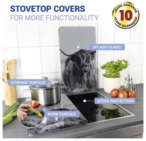 Edzett üveg tűzhely fedőlap szett 2 db-os 30x52 cm Universal Highland Cattle – Wenko