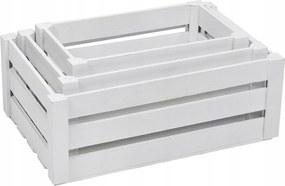 Dobozok Fehér fa tároló dobozok Szett 3