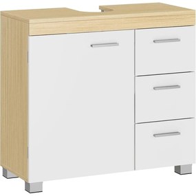 mosdó alatti szekrény, 30 x 70 x 64 cm, fehér - bézs