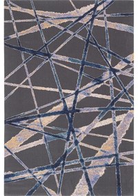 Sötétkék gyapjú szőnyeg 100x180 cm Sticks – Agnella