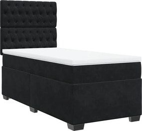 vidaXL fekete bársony rugós ágy matraccal 90x190 cm