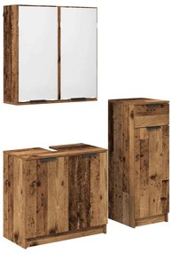 vidaXL Fürdőszoba bútor szett fiókkal ajtóval 3 pcs Öreg fa Faanyag
