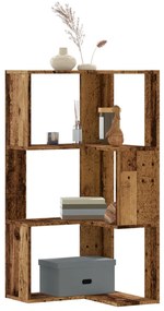 3 szintes antik fa szerelt fa sarok könyvespolc 50 x 50 x 102cm