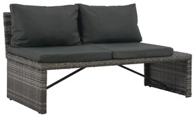 3-részes szürke polyrattan kerti bútorszett párnákkal