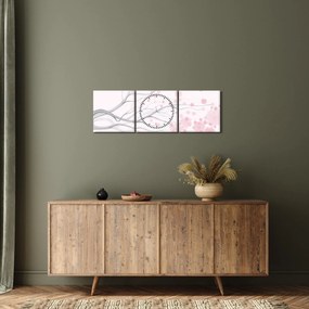 Kép - rózsaszín virágok (órával) (90x30 cm)