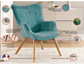 Türkiz kordbársony fotel Niko – Ropez