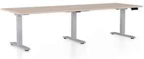 OfficeTech Long állítható magasságú asztal, 240 x 80 cm, szürke alap, tölgy