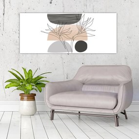 Kép - Vonal művészet virágok N⁰2 (120x50 cm)