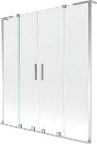 Mexen Velar L Duo 2-paneles tolóajtós fürdőkád-paraván 160 x 150 cm, átlátszó, króm - 896-160-003-02-01