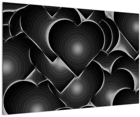 Fekete-fehér szív képe (90x60 cm)