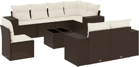 vidaXL 9 részes barna polyrattan kerti ülőgarnitúra párnákkal